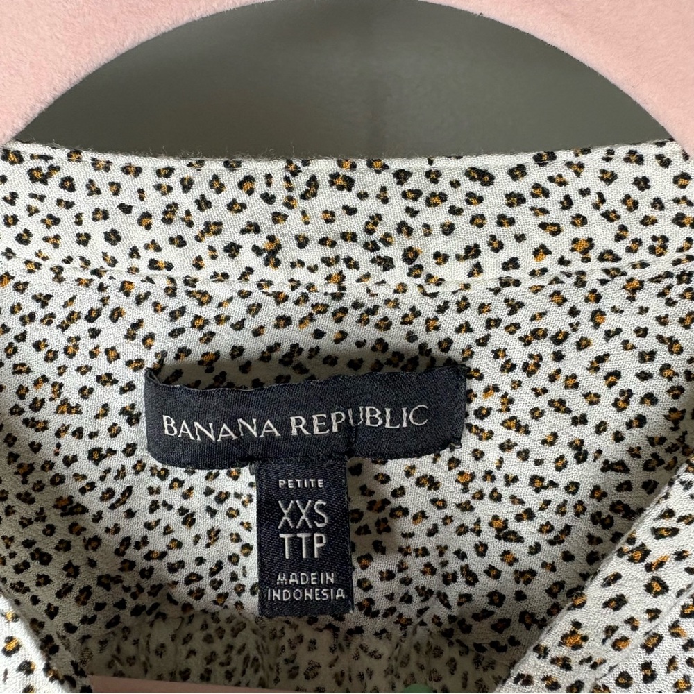Banana Republic ECOVEROM BALLOON-SLEEVE BLOUSE Leopard Animal Print Size XXS - Picture 8 of 8